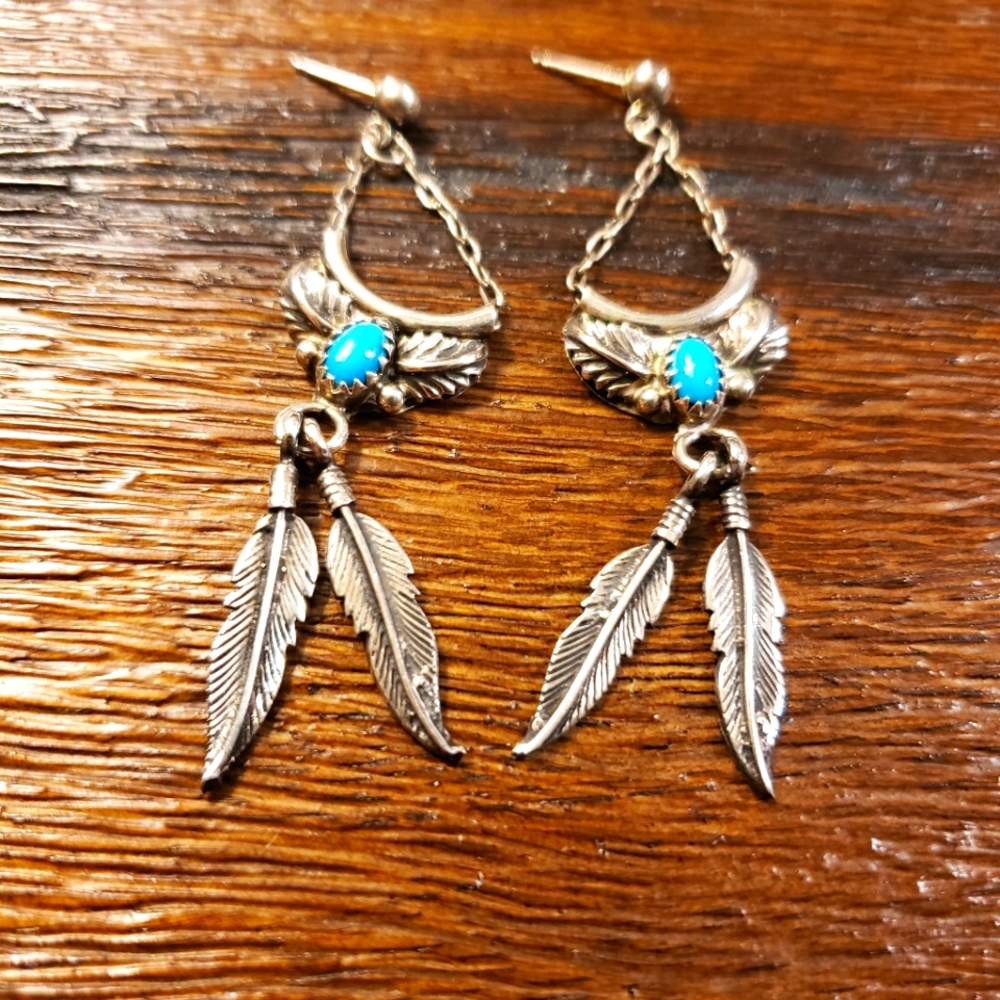 Vintage Sterling Silver Turquoise Earrings